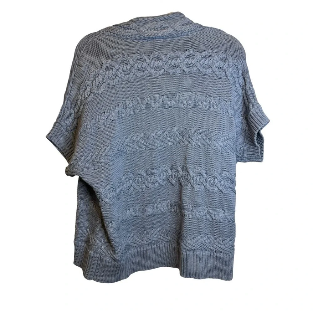 Chico's Sweater Women's XL Open Front Knit Short Sleeve‎ Blue Chicos 3 - Picture 2 of 3